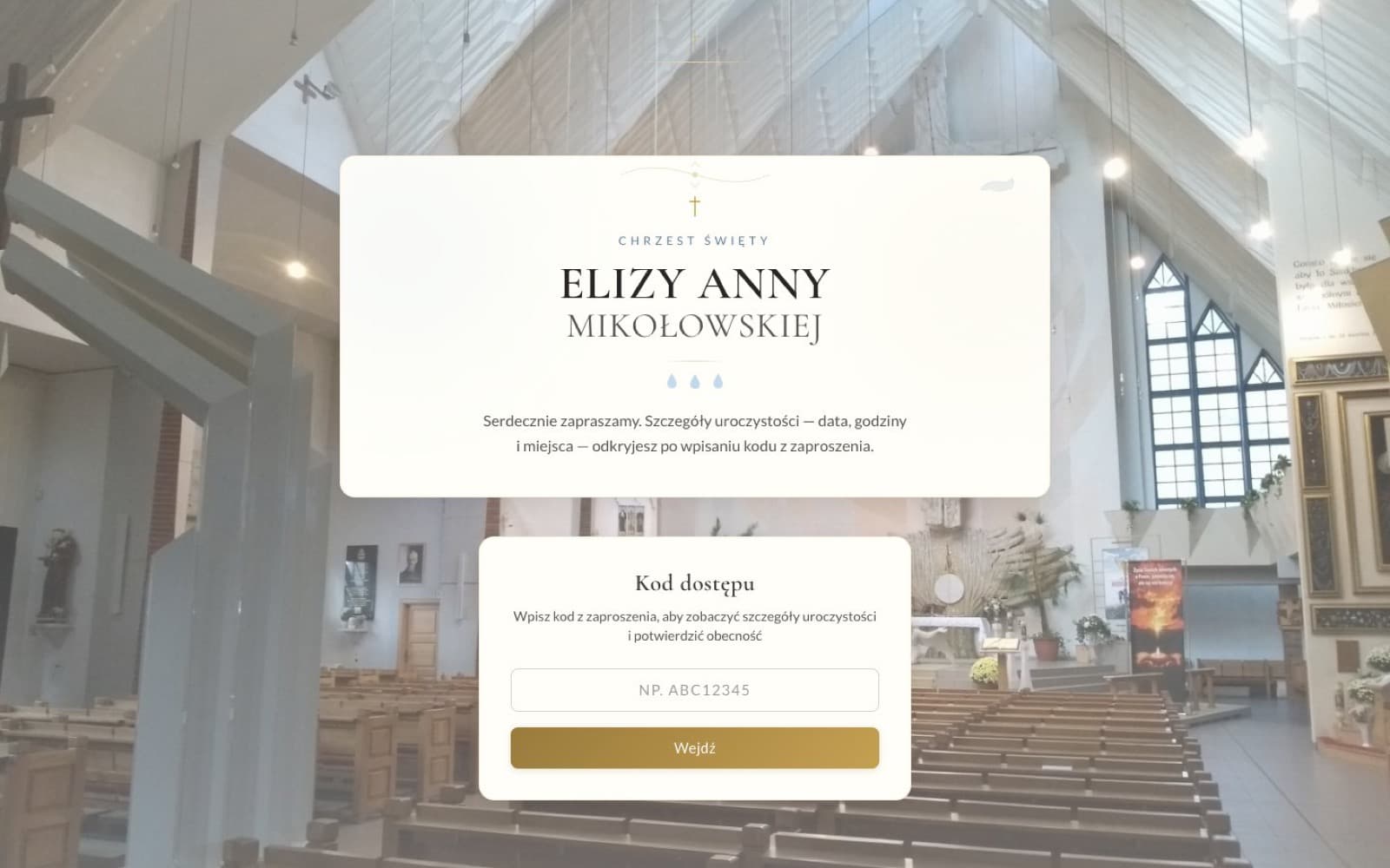 Chrzest Elizy Anny Mikołowskiej